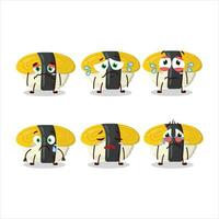 tamago sushi tecknad serie karaktär med ledsen uttryck vektor