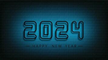 glücklich Neu Jahr 2024 Symbol auf dunkel Mauer. Vektor Illustrator.