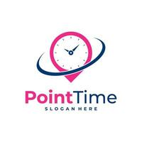 Zeit mit Punkt Logo Design Vektor. kreativ Uhr Logo Konzepte Vorlage vektor
