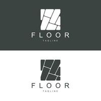 Fußboden Logo Design zum Zuhause Keramik Dekoration mit minimalistisch abstrakt Formen, Vektor Schablone Illustration