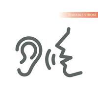 reden und Hören Linie Vektor Symbol. Ohr, Mund, hören und Hör mal zu Symbol.