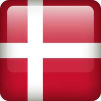 Danmark flagga knapp. fyrkant emblem av Danmark. vektor Danmark flagga, symbol. färger och andel korrekt.