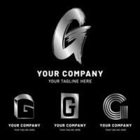 modern silver letter g logotyp samling vektor