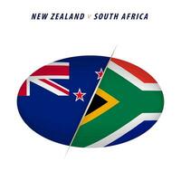 Rugby Wettbewerb Neu Neuseeland vs. Süd Afrika. Rugby gegen Symbol zum Finale. vektor