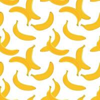 Banane nahtlos Muster auf ein Weiß Hintergrund. Vektor Illustration. Design zum Verpackung Papier, Textil, Stoff. Gelb reif exotisch Frucht.