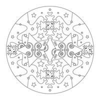 Weihnachten Mandala. Weihnachten Färbung Buchseite. Mandala von Sterne und Puzzle Stücke Stil Wirkung. vektor