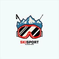 Ski Snowboard Brille gekreuzt Ski Stangen. extrem Sport Logo vektor