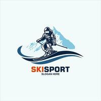 Skifahren stilisiert Vektor Symbol Logo oder Emblem Vorlage