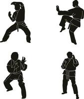 Karate Kämpfer Silhouette Sammlung. isoliert Vektor Satz.