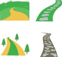 natur väg sätt med landskap design. väg och gräs. vektor illustration uppsättning.