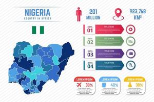 bunte nigeria karte infografik vorlage vektor