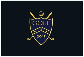 golf logotyp guld och kunglig blå logotyp vektor