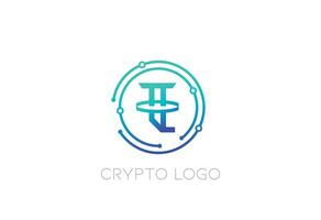 Krypto Währung Logo im Technik vektor