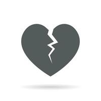 knäckt hjärta, bruten kärlek ikon vektor isolerat på vit bakgrund. relation konflikt, skilja tecken symbol
