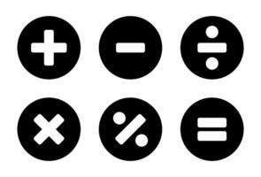 grundläggande matematisk symboler. tillägg, subtraktion, multiplikation, division, och jämlikhet ikon av matematik vektor
