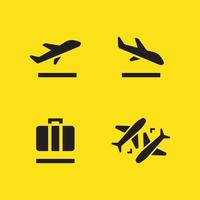 flygplatssymboler, avgångar, ankomster, bagage, transfer. vektor