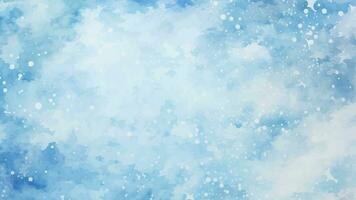 abstrakt blå vinter akvarell bakgrund. himmel mönster med snö vektor