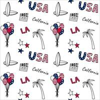 kalifornien mönster. USA sömlös vektor bakgrund med los angeles klotter symboler. förenad stater av Amerika design element. upprepa illustration