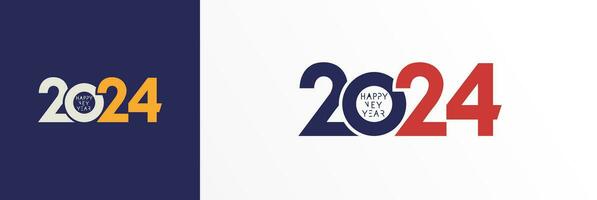 2024 Lycklig ny år logotyp design. uppsättning av kreativ siffra begrepp vektor