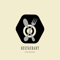 Restaurant Logo mit Löffel und Gabel Symbol, modern Konzept vektor