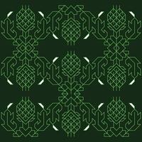ein geometrisch Muster mit Grün und Weiß Farben auf ein schwarz Hintergrund, wiederholt nahtlos Muster vektor