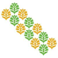 ein Reihe von Grün und Orange Muster Blätter auf ein Weiß Hintergrund vektor