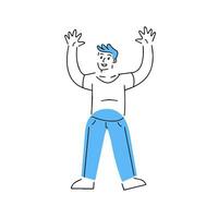 Mann im Blau Farbe. nett geometrisch abstrakt Charakter. Gliederung modern modisch Karikatur Illustration vektor