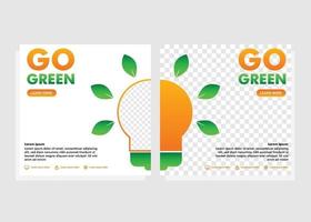 sociala medier post mall för go green kampanj vektor