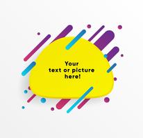 Gelbe abstrakte Textboxform mit modischen Neonlinien und Kreisen. Vektor Hintergrund