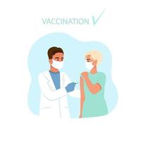 läkare vaccinerar en kvinna. vaccination mot coronavirus vektor