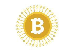 crypto valuta ikon, gyllene bitcoin vektor logotyp, digital betalning symbol