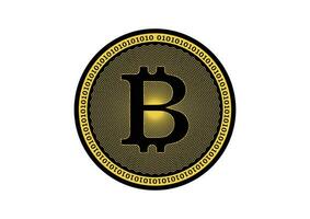 crypto valuta ikon, gyllene bitcoin vektor logotyp, digital betalning symbol