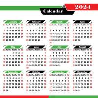 modern kreativ und sauber Kalender Design 2024 Vorlage, einzigartig Stil Kalender Vektor