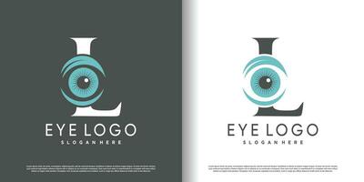första brev l logotyp design mall med öga begrepp premie vektor