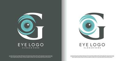 Initiale Brief G Logo Design Vorlage mit Auge Konzept Prämie Vektor