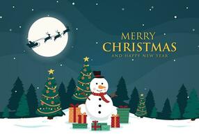Vektor Hand gezeichnet Weihnachten Hintergrund mit Schneemann und viele von Geschenke