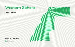 abstrakt Karta av Västra sahara i en cirkel spiral mönster med en huvudstad av laayoune. värld länder vektor Kartor serier. afrikansk uppsättning