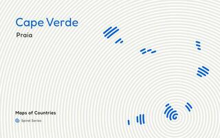 abstrakt Karte von Kap verde cabo verde im ein Kreis Spiral- Muster mit ein Hauptstadt von praia. afrikanisch Satz. vektor