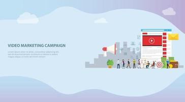 Videomarketing-Kampagnenkonzept mit Social Media Team Business vektor