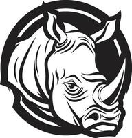 skulpterad nåd i ljud svart noshörning emblem enfärgad majestät noshörning symbol i de vild vektor