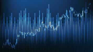 finansiell företag statistik med bar Graf och ljusstake Diagram visa stock marknadsföra pris på mörk blå bakgrund vektor