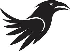 invecklad kråka emblem minimalistisk fågel vektor ikon