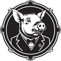 schick Schwein im Mondlicht stilvoll Schwein Kennzeichen vektor