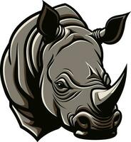 majestätisk vildmark i skuggor noshörning ikon i noirs skönhet naturer skönhet i svart noshörning emblem detaljerad design vektor