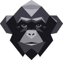 vilda djur och växter reflektioner elegant svart schimpans emblem schimpans visdom i skuggor svart vektor schimpans