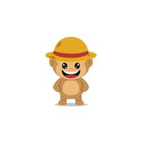 süß Affe tragen ein Stroh Hut Karikatur vektor
