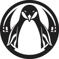 Naturen Schönheit im schwarz Pinguin Embleme kompliziert Design Eleganz im das Frost schwarz Vektor Pinguin Symbol