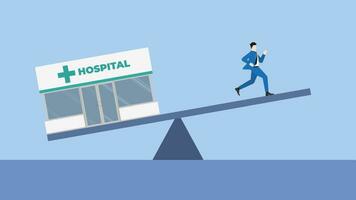 Vergleich Lebensstil zwischen Gesundheit Pflege und Arbeit schwer zum finanziell Geschäft. vektor
