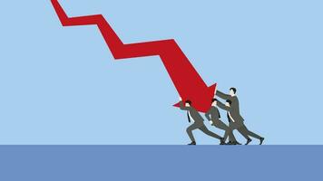 Geschäftsleute Mannschaft drücken ein verringern Geschäft Diagramm Diagramm. vektor