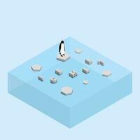 pingvin på en flytande glaciär text ord is smälta. global uppvärmningen och is smältande begrepp av hav nivå stiga vektor